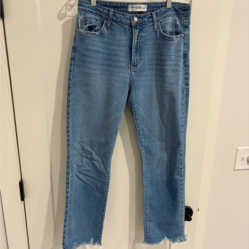 Just Black Denim Blue Mom Jeans with minimal distressing size 29